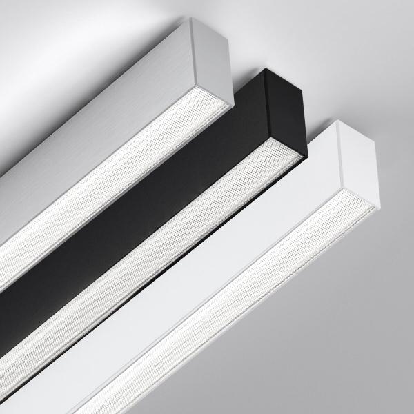 Längliche LED-Aufbauleuchte bündig unter einer Raumdecke